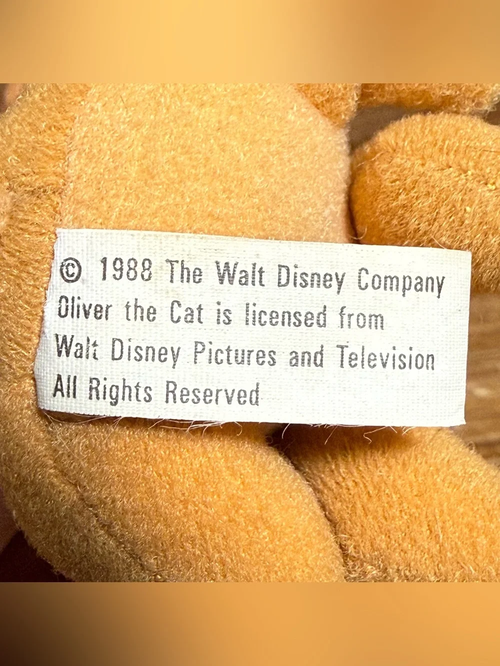Disney Oliver and Company Cat 1988 McDonald's Vintage Plush‎ Christmas Ornament